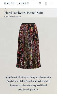 Polo Ralph Lauren Floral Patchwork Accordion Pleated Midi Skirt